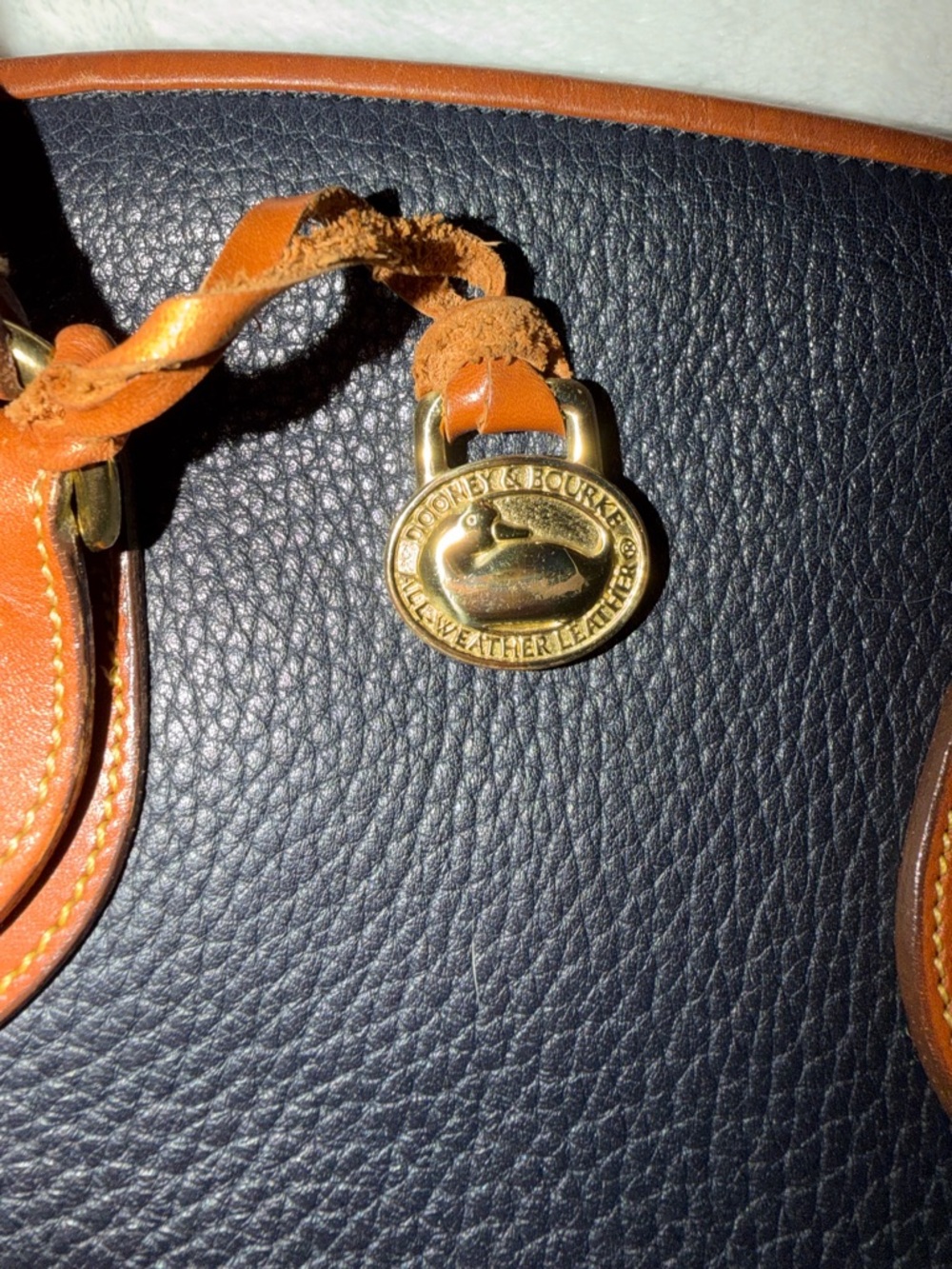 Dooney & Bourke Dark Navy Pebbled Leather Norfolk Satchel - Picture 5 of 6